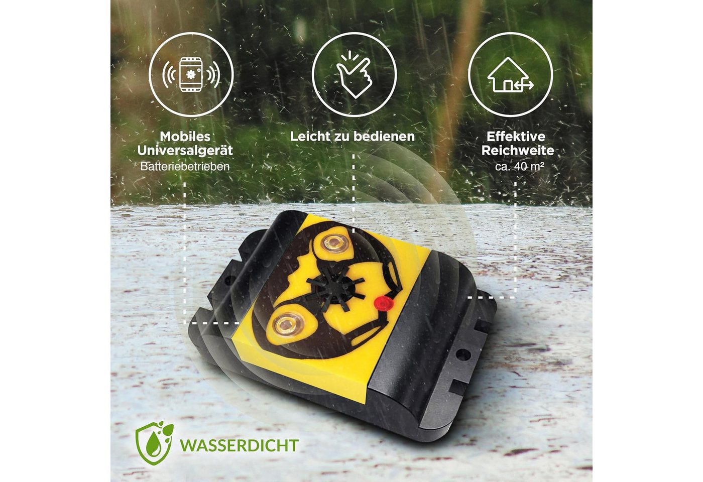 ISOTRONIC Ultraschall-Tierabwehr Vogelabwehr batteriebetrieben, 2-tlg. Bild 5