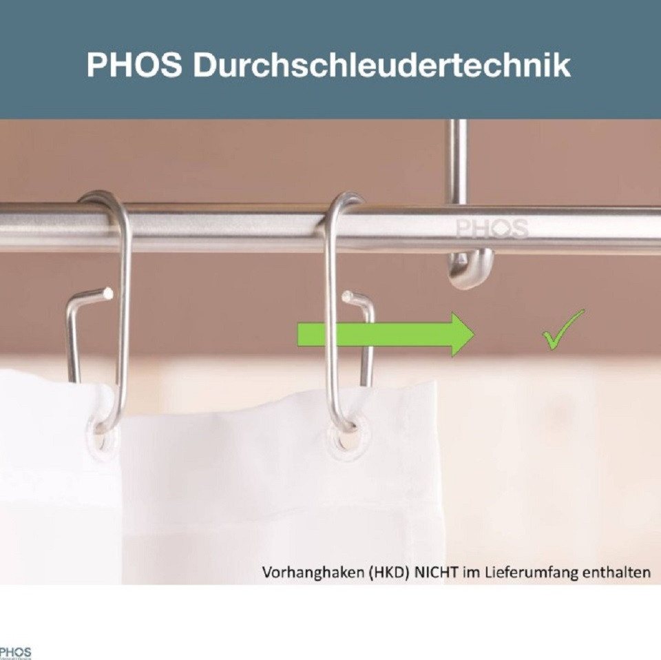 PHOS Design Duschvorhangringe, Vorhanghaken aus Edelstahl für Ø12mm und Ø20mm Stangen, (Modell: HKDSet10, 10-St), (Durchschleudertechnik) - 100% Made in Germany Bild 2