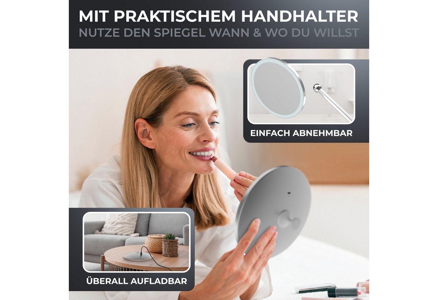 ovimar Kosmetikspiegel (1-St), aus Edelstahl in Silber zur
