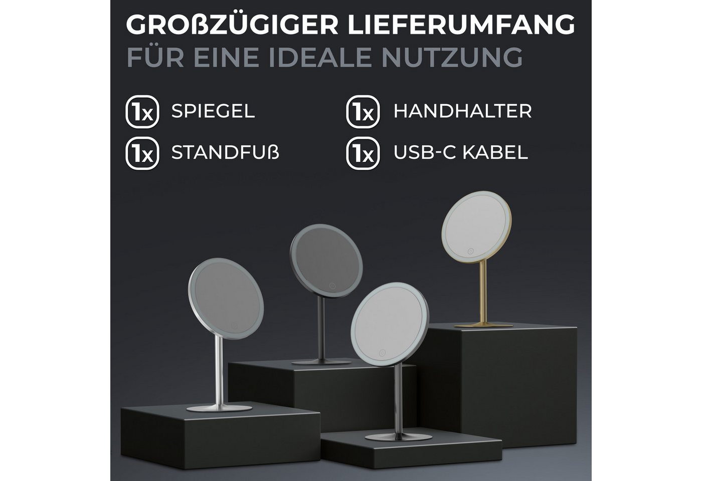 ovimar Kosmetikspiegel (1-St), aus Edelstahl in Silber zur Bild 3