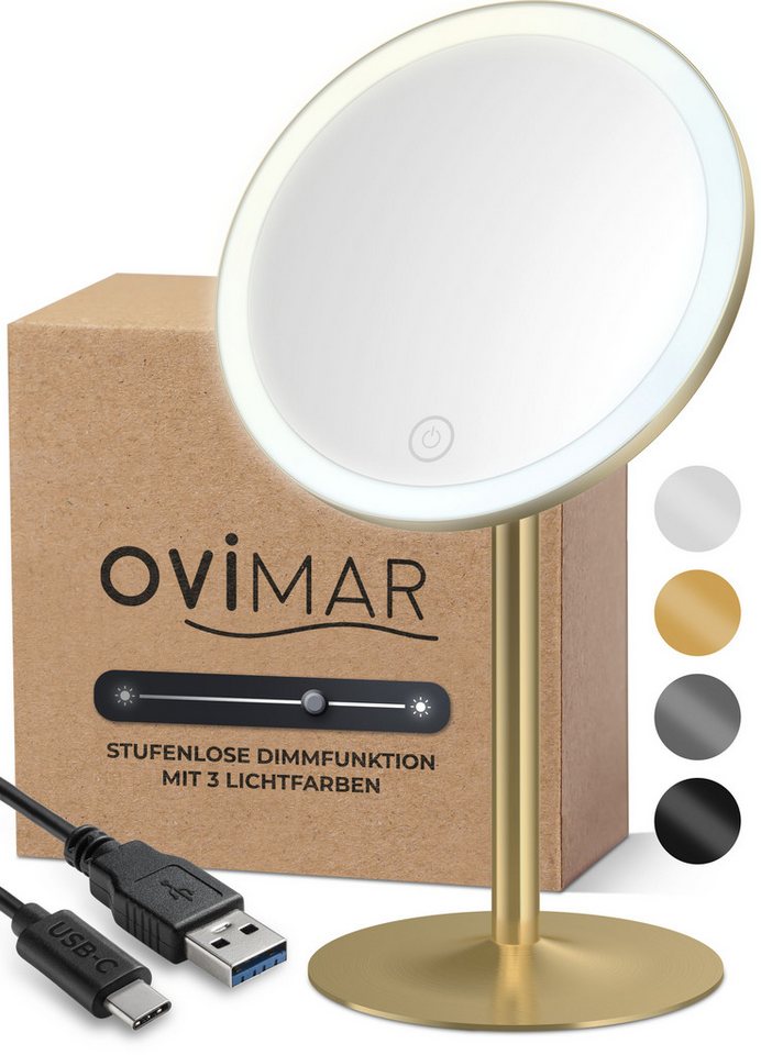 ovimar Kosmetikspiegel (1-St), aus Edelstahl in Gold zur
