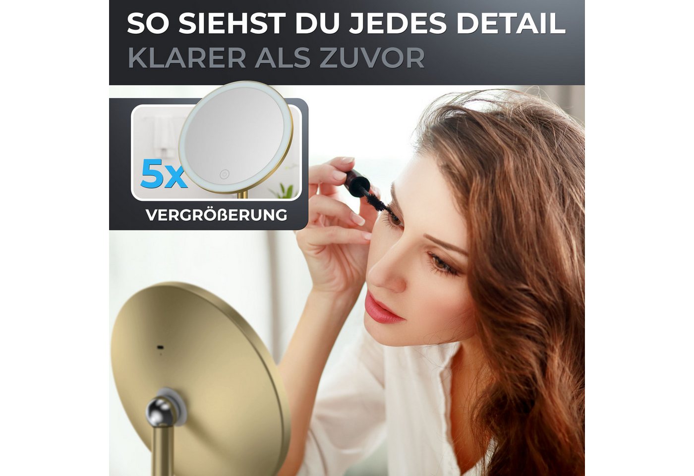 ovimar Kosmetikspiegel (1-St), aus Edelstahl in Gold zur Bild 2