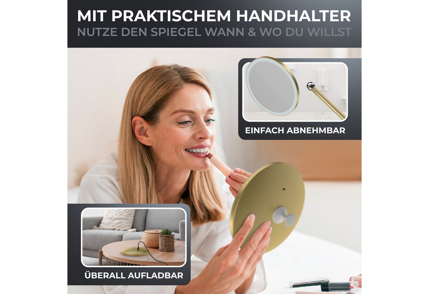 ovimar Kosmetikspiegel (1-St), aus Edelstahl in Gold zur Bild 5