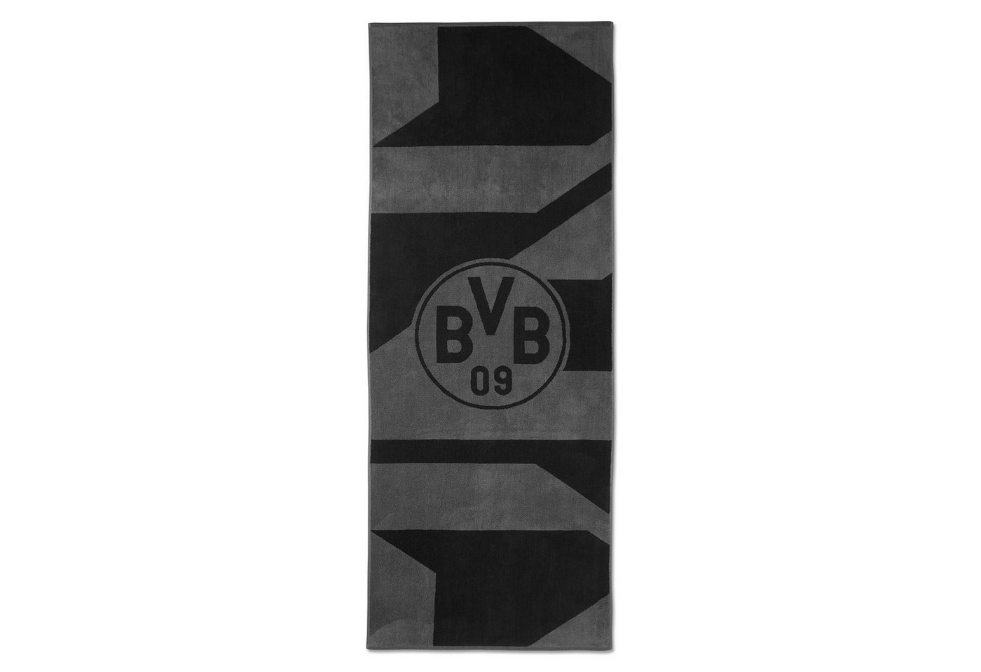 BVB Badetuch BVB Badetuch grau/schwarz 70x180 cm, Bio-Baumwolle (schwarzes BVB-Emblem, 1-St), BVB Badetuch mit Schlaufe Bild 2