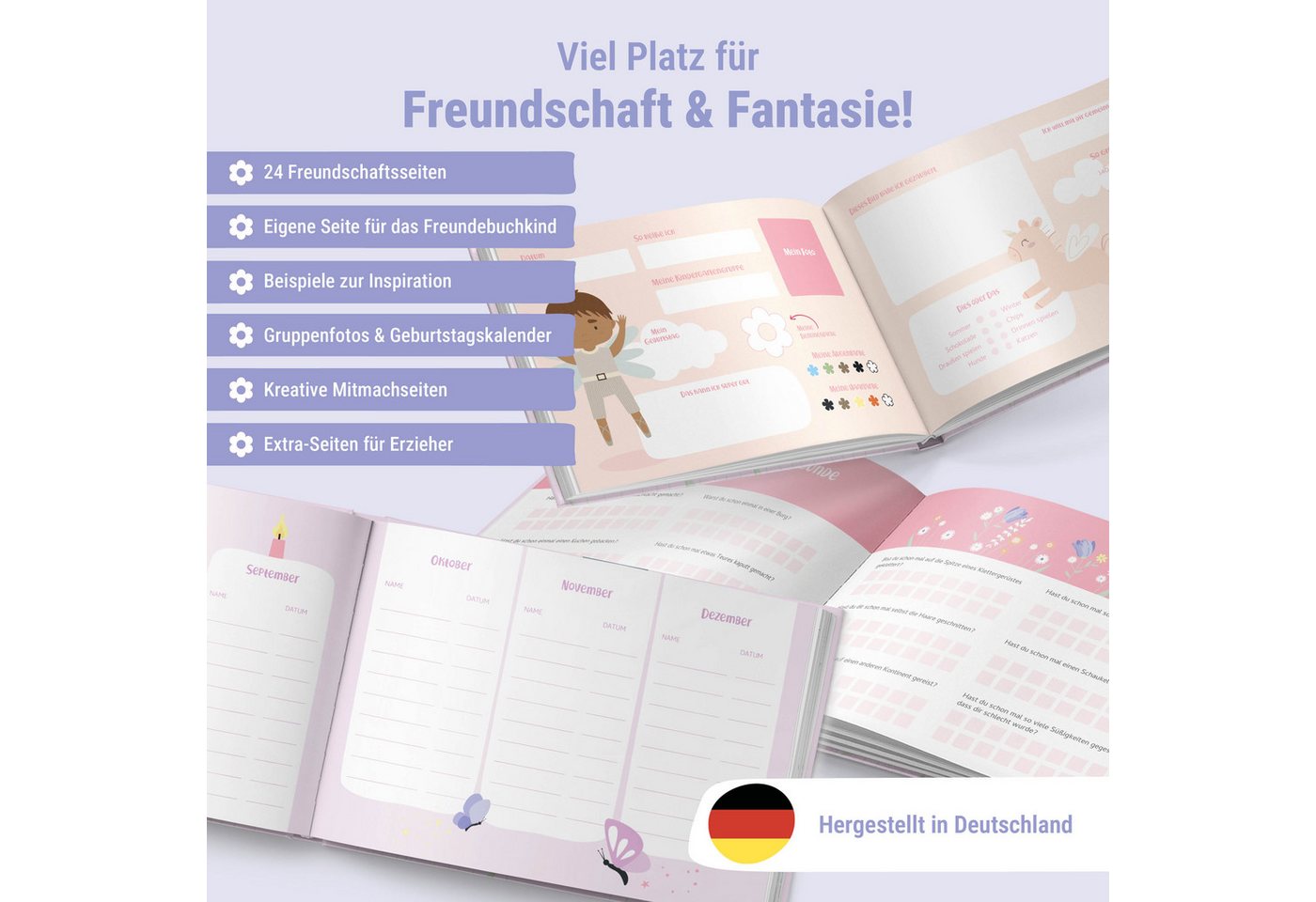 Amari Poesiealbum Freundebuch Kindergarten Freunde Mädchen Hardcover, 24 Freunde Bild 3