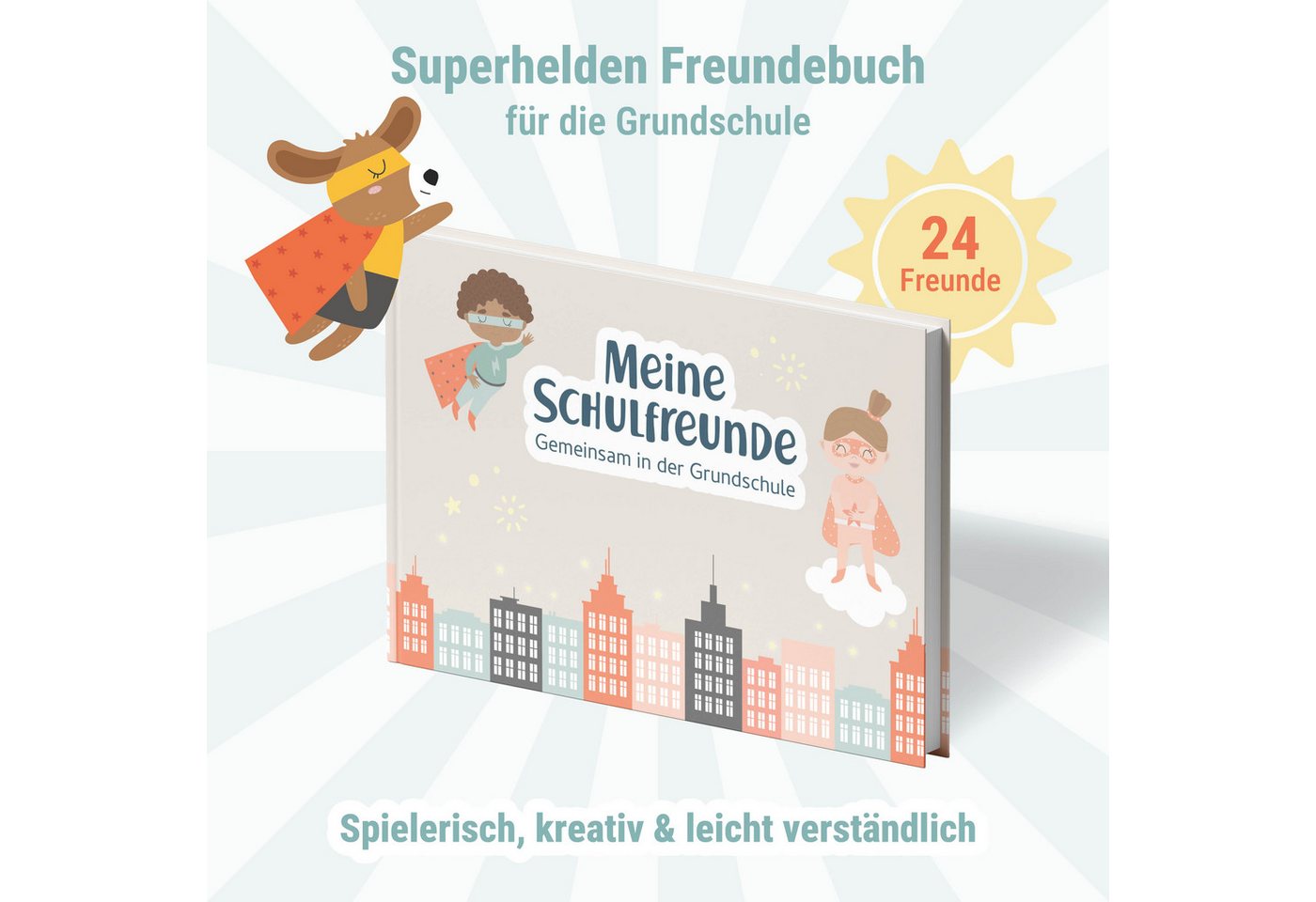 Amari Poesiealbum Freundebuch Schulfreunde Grundschule für Kinder, Poesiealbum, Erinnerungen Schulzeit, Geschenk Einschulung, 24 Freunde Bild 3