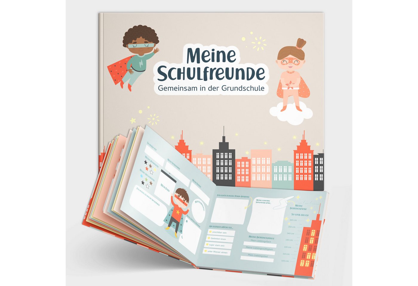 Amari Poesiealbum Freundebuch Schulfreunde Grundschule für Kinder, Poesiealbum, Erinnerungen Schulzeit, Geschenk Einschulung, 24 Freunde Bild 4