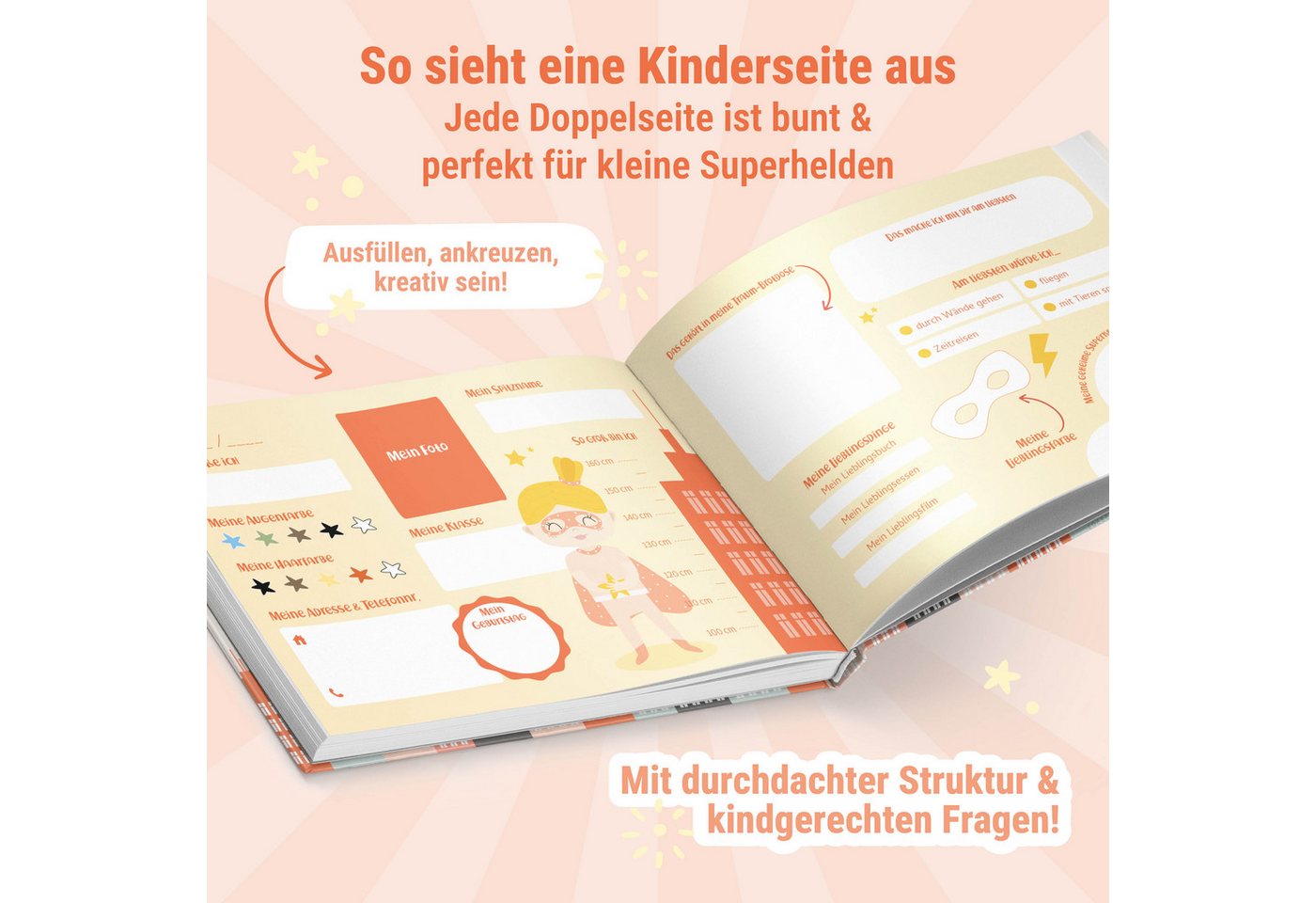 Amari Poesiealbum Freundebuch Schulfreunde Grundschule für Kinder, Poesiealbum, Erinnerungen Schulzeit, Geschenk Einschulung, 24 Freunde Bild 5
