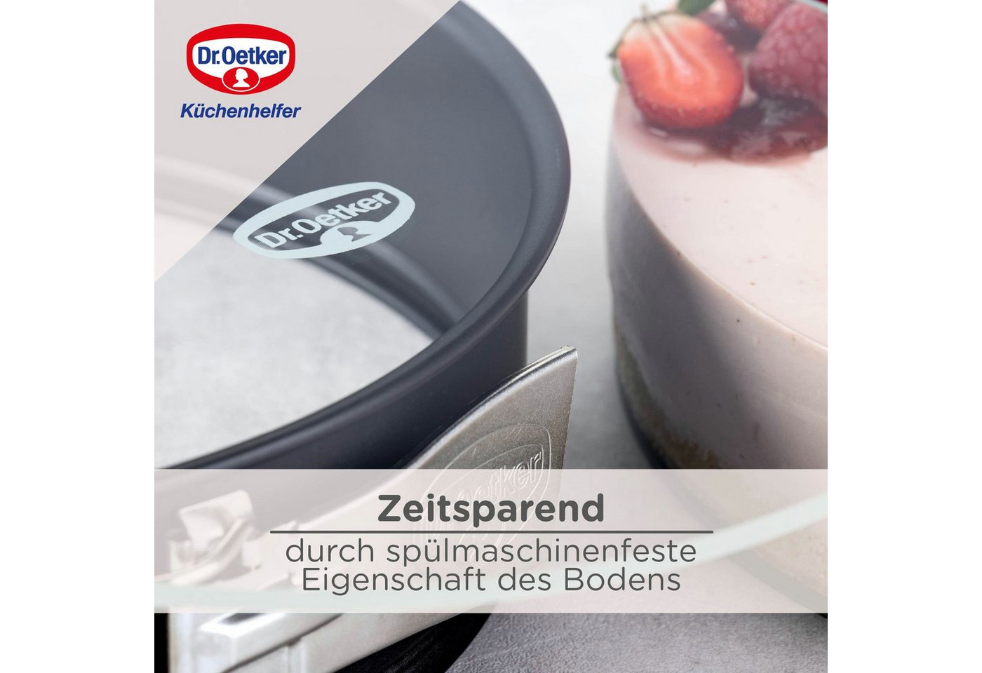 Dr. Oetker Küchenhelfer Springform Kuchenform mit Glasboden, Backform mit schnittfestem Boden