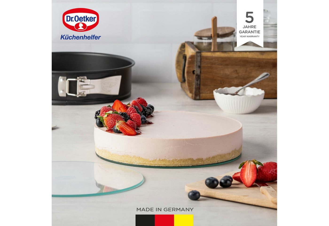 Dr. Oetker Küchenhelfer Springform Kuchenform mit Glasboden, Backform mit schnittfestem Boden Bild 2