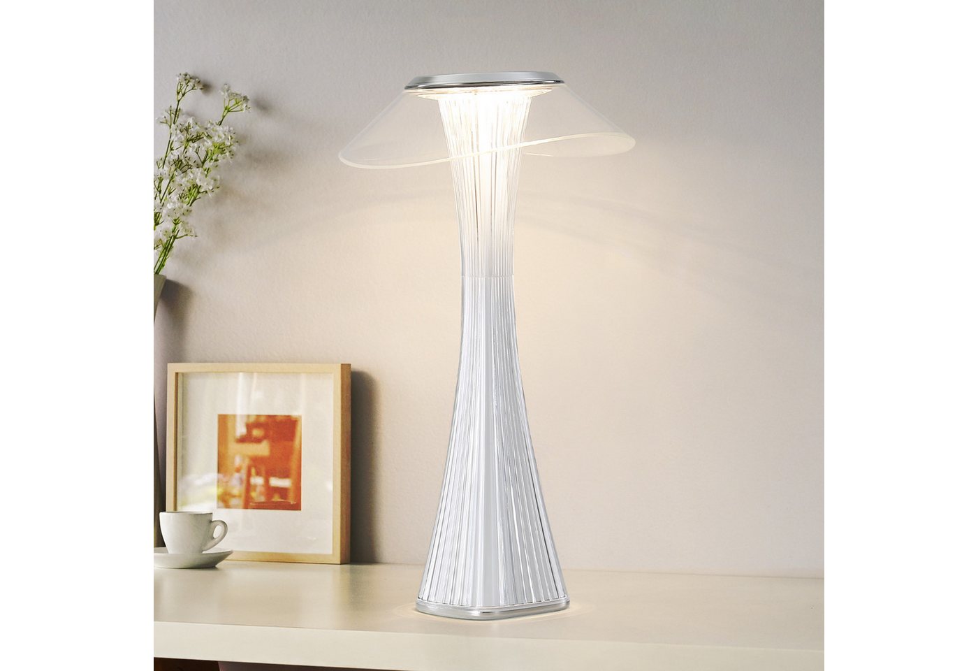 ZMH Tischleuchte Touch Dimmbar 3000-6500K Weiß/Gold Nachttischlampe mit Akku Innen Bild 5