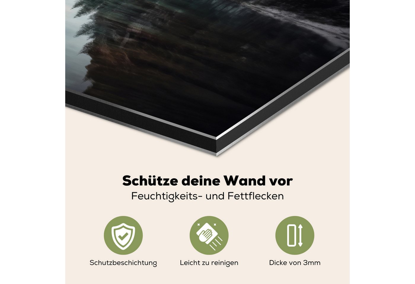KitchenYeah Küchenrückwand Boot - Berge - Natur - Wasser, (1-tlg), Spritzschutz Küchenrückwand, Wandschutz, 60x30 cm