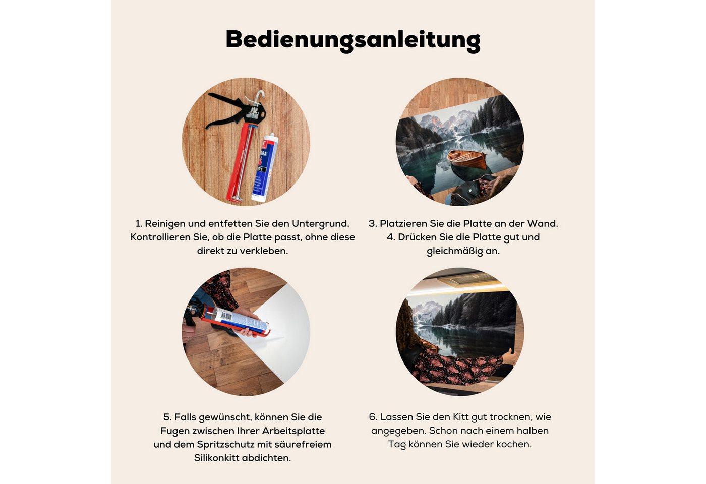 KitchenYeah Küchenrückwand Boot - Berge - Natur - Wasser, (1-tlg), Spritzschutz Küchenrückwand, Wandschutz, 60x30 cm Bild 5