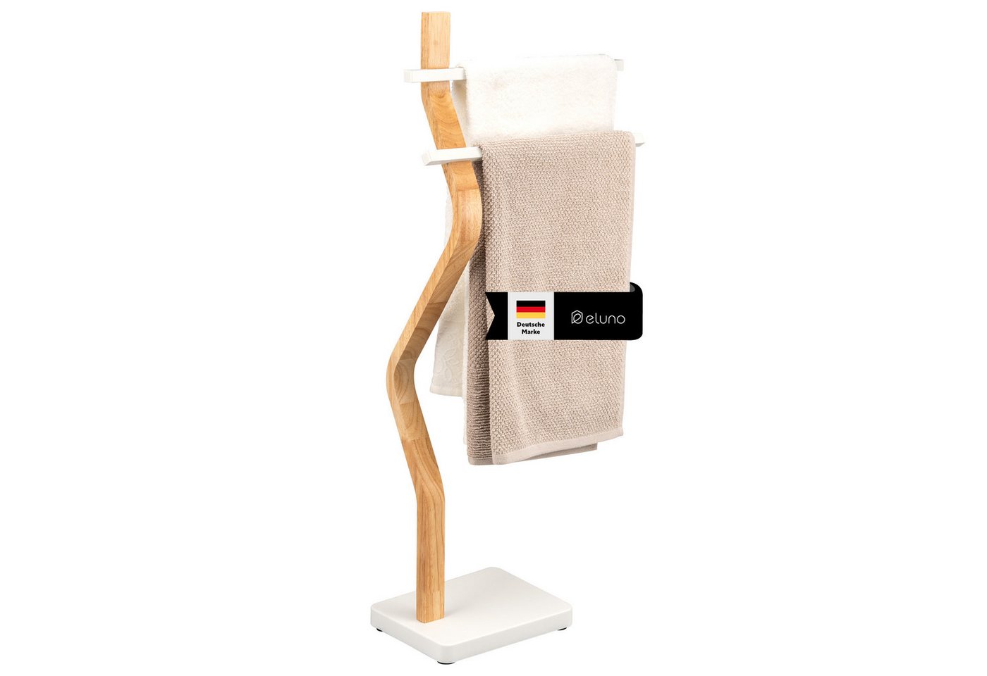 eluno Handtuchhalter freistehend, 2 Stangen FSC-Holz und weißem Metall Bild 5