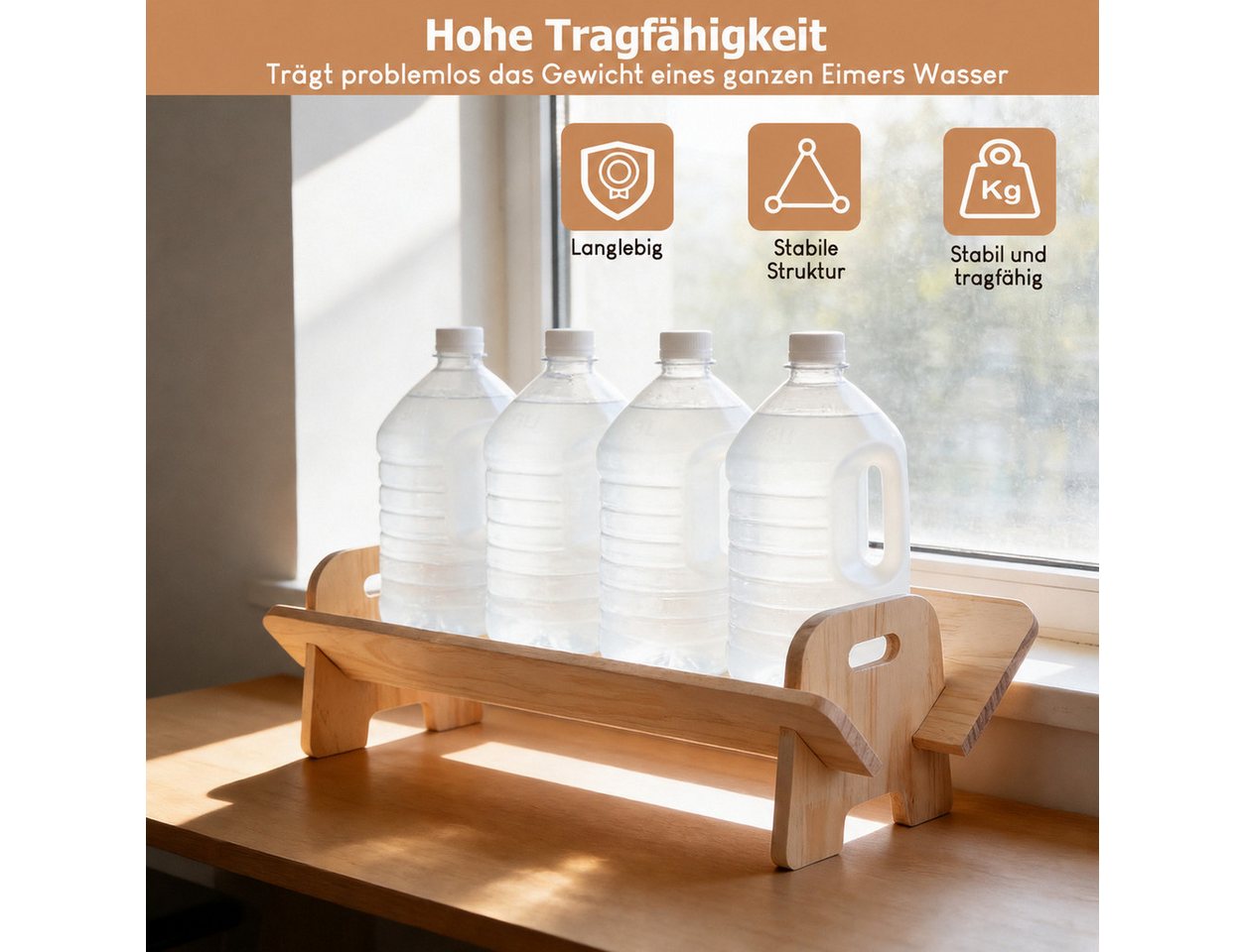 BlingBin Bücherregal Schreibtisch-Bücherregal, Organizer, Aufbewahrungsregal, 1er Set 1-tlg., Kippbares Holz Bücherregal, Tischständer für CDs/Zeitschriften/Bücher