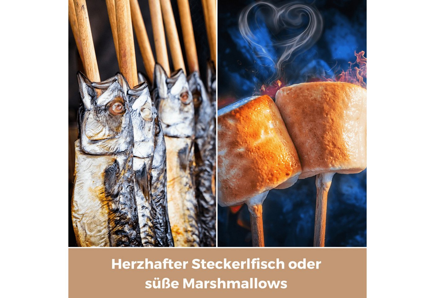 satis Lagerfeuer-Grillspieß satis 100 Stockbrot Spieße Bambus 90cm Marshmallow lebensmittelecht (100-St), Feuerschale, kindersicher, splitterfrei, lebensmittelecht, 100 Stück Bild 2