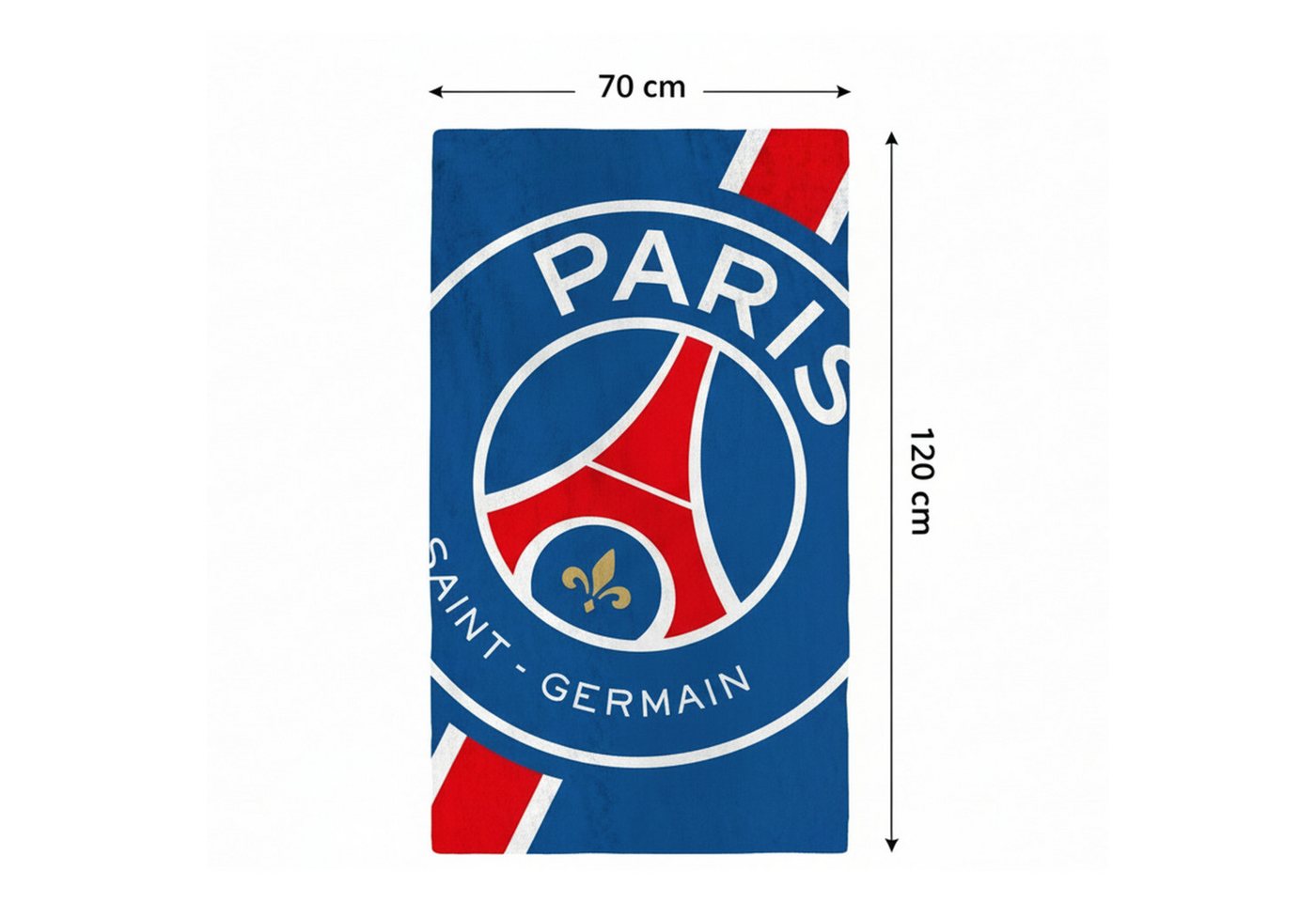 MTOnlinehandel Badetuch Paris Saint-Germain 70x120 cm, Fußball, 100% Baumwolle (1-St), PSG Logo für echte Fans mit Leidenschaft