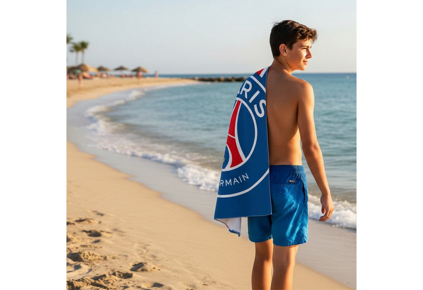 MTOnlinehandel Badetuch Paris Saint-Germain 70x120 cm, Fußball, 100% Baumwolle (1-St), PSG Logo für echte Fans mit Leidenschaft Bild 2