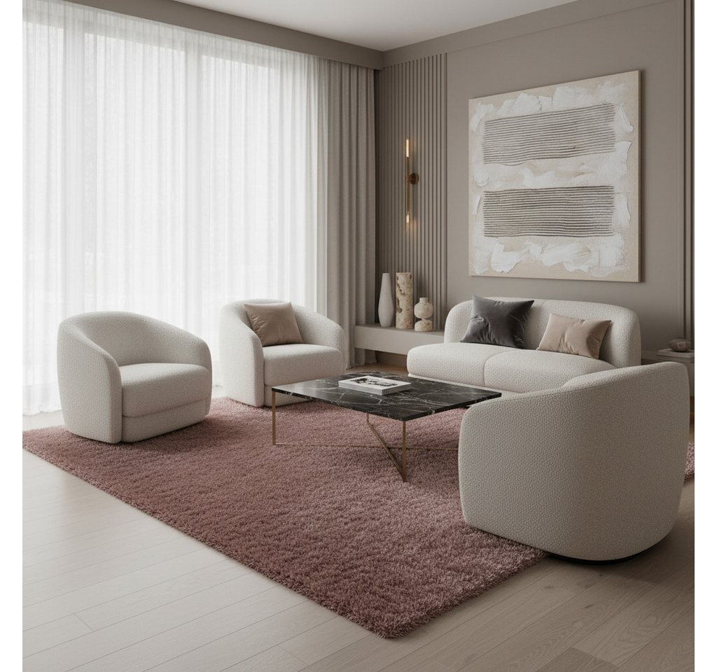 KADIMA DESIGN Teppich SALZACH Shaggy Langflor Wohnzimmer Schlafzimmer Waschbar Esszimmer, Läufer, Höhe: 52 mm, Rosa, 60x110 cm, Wohnzimmerteppich Strapazierfähig Waschbar Bild 2