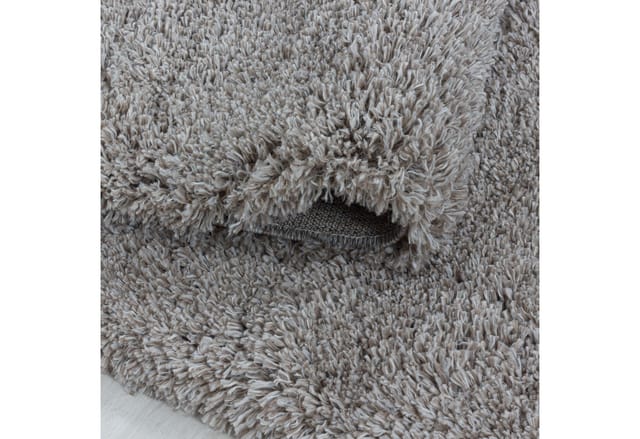 KADIMA DESIGN Teppich SALZACH Shaggy Langflor Wohnzimmer Schlafzimmer Waschbar Flauschig, Rund, Höhe: 52 mm, Beige, 80x80 cm, Wohnzimmerteppich Strapazierfähig Waschbar