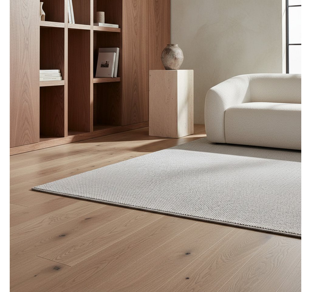 KADIMA DESIGN Teppich CIMA Wohnzimmer Schlafzimmer Waschbar Wohnzimmerteppich Esszimmer, Rechteckig, Höhe: 7 mm, Silber, 60x100 cm, Webteppich Strapazierfähig Uni Waschbar Bild 3