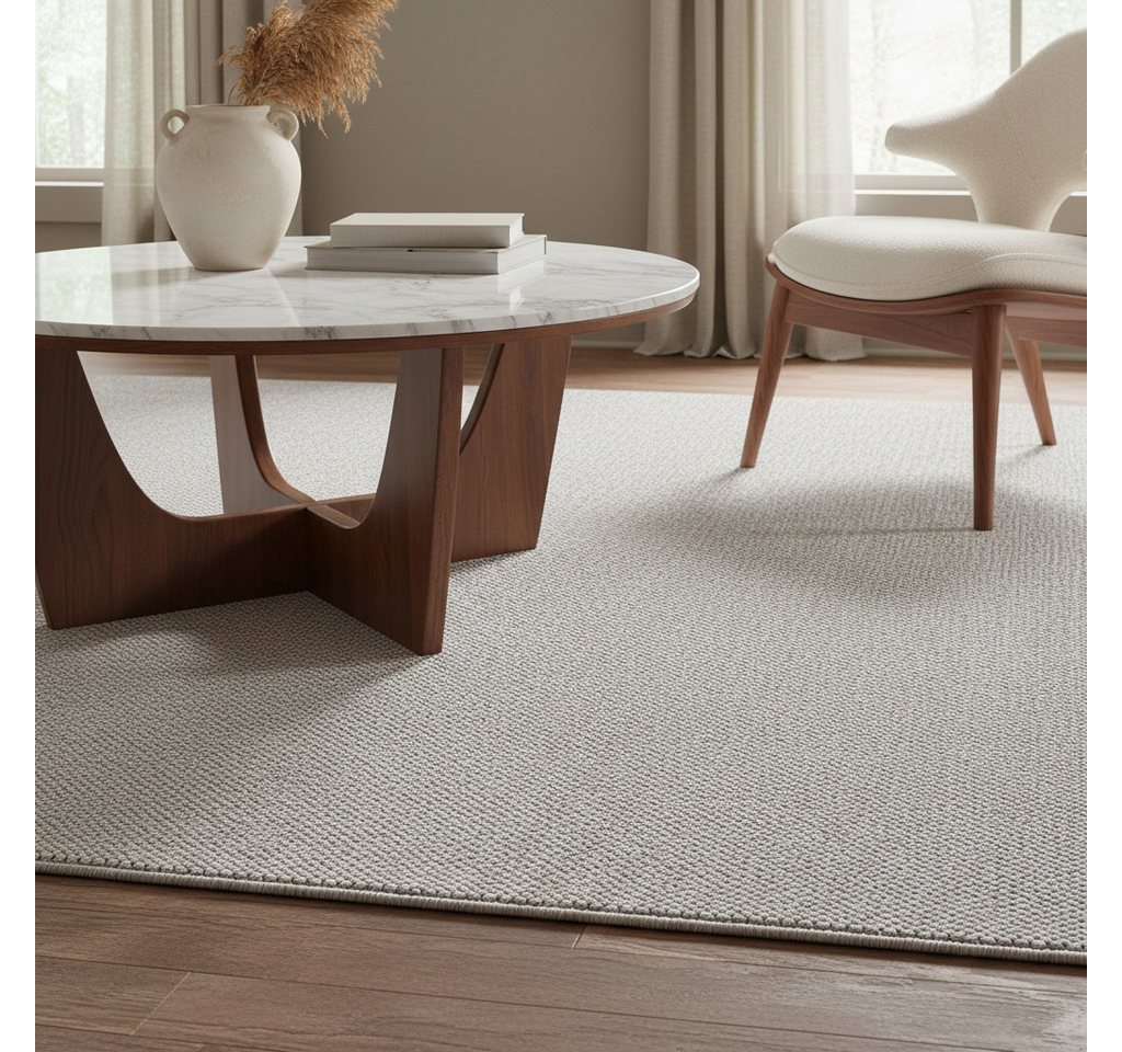 KADIMA DESIGN Teppich CIMA Wohnzimmer Schlafzimmer Waschbar Wohnzimmerteppich Esszimmer, Rechteckig, Höhe: 7 mm, Silber, 60x100 cm, Webteppich Strapazierfähig Uni Waschbar Bild 4