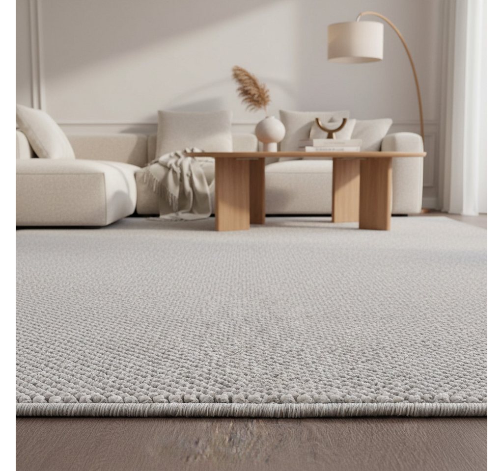 KADIMA DESIGN Teppich CIMA Wohnzimmer Schlafzimmer Waschbar Wohnzimmerteppich Esszimmer, Rechteckig, Höhe: 7 mm, Silber, 60x100 cm, Webteppich Strapazierfähig Uni Waschbar Bild 5
