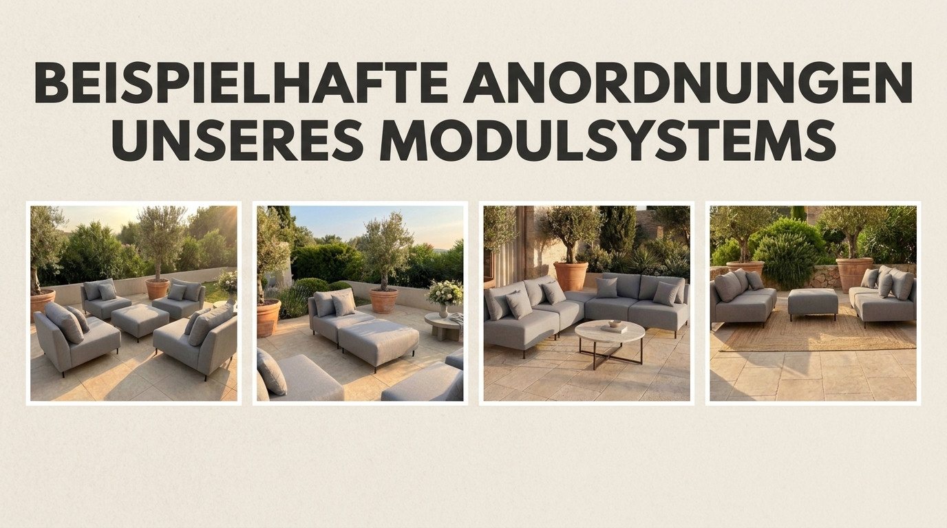 A&J MöbelLand GmbH Gartenlounge-Set Outdoor Lounge Set SUN – Sofa, Sessel und Hocker, (Outdoor Lounge Set für Garten und Terrasse, 3-teiliges modernes Garten Lounge Set), Wetterfestes Lounge Set für Garten und Terrasse Bild 2