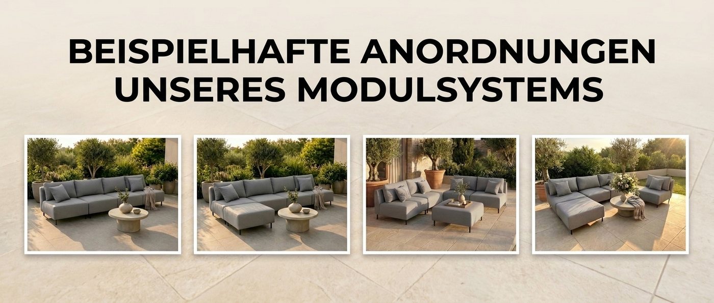A&J MöbelLand GmbH Gartenlounge-Set Outdoor Lounge Set SUN – Sofa, Sessel und Hocker, (Outdoor Lounge Set für Garten und Terrasse, 3-teiliges modernes Garten Lounge Set), Wetterfestes Lounge Set für Garten und Terrasse Bild 4