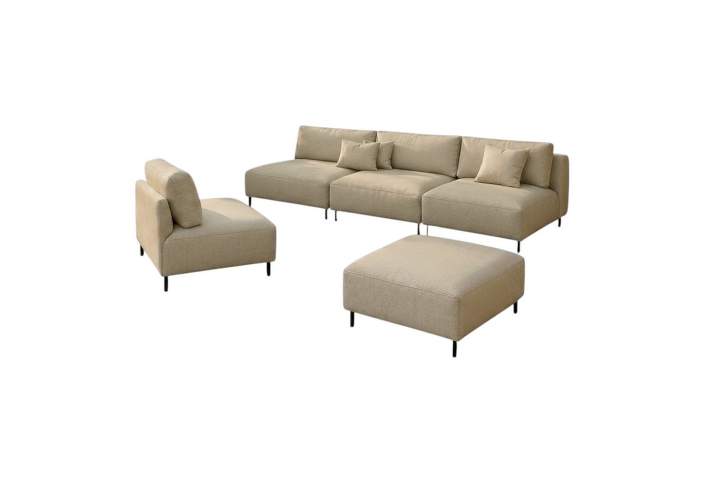 A&J MöbelLand GmbH Gartenlounge-Set Outdoor Lounge Set SUN – Sofa, Sessel und Hocker, (Outdoor Lounge Set für Garten und Terrasse, 3-teiliges modernes Garten Lounge Set), Wetterfestes Lounge Set für Garten und Terrasse Bild 5