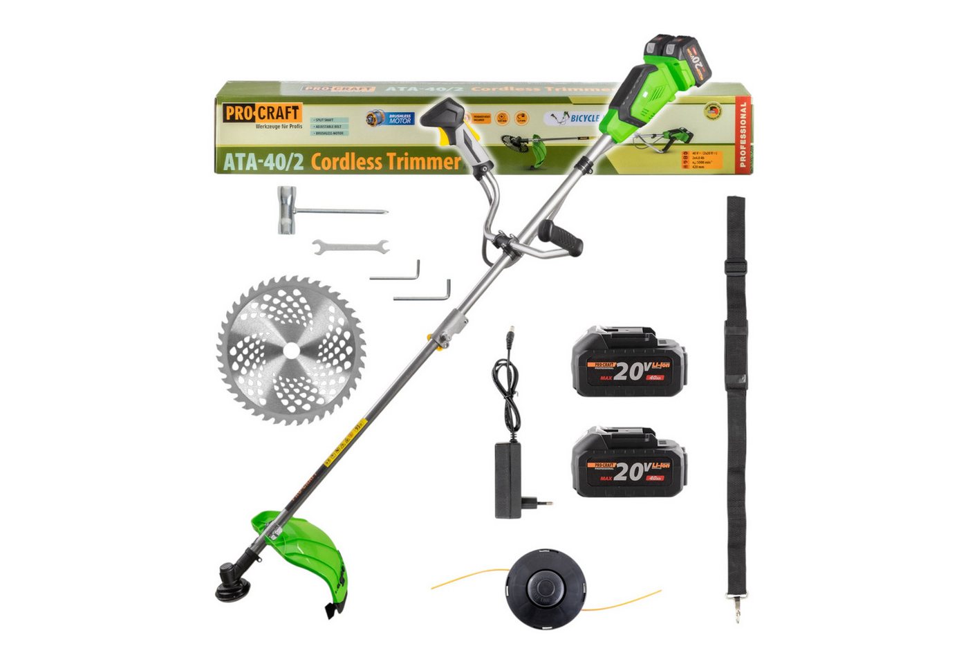 PRO CRAFT Akku-Freischneider ATA-40/2 Akku Freischneider 40 V (2x 20 V) 420 mm Brushless + 2x Bild 3