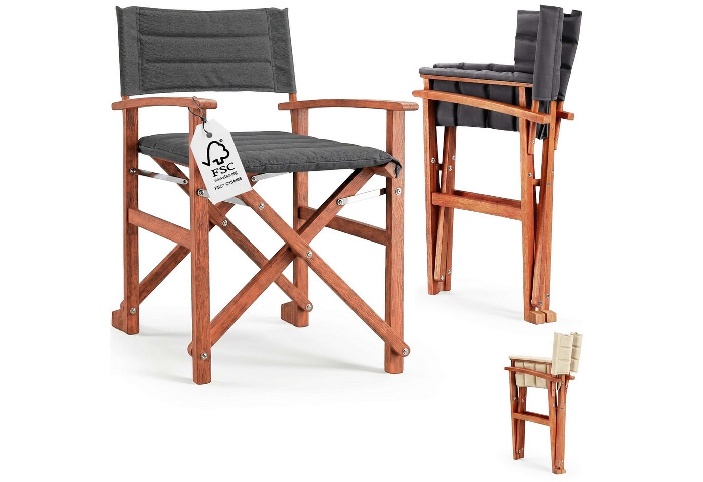 Casaria Regiestuhl, Klappbarer gepolsterter FSC®-zertifizierter Holz Stuhl bis 160 kg Bild 5