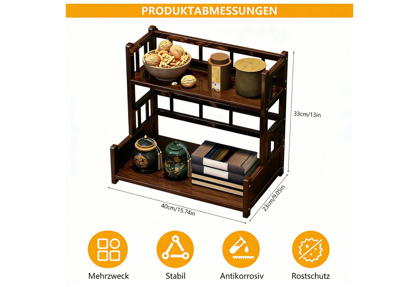 BlingBin Ablageregal Tassenregal Kaffeetassenständer mit 2 Ebenen, Kaffeestation Organizer, 1er Set 1-tlg., für Küchenarbeitsplatte,Teebar,Matcha-Pulver,Zubehör & Tassenorganizer Bild 2