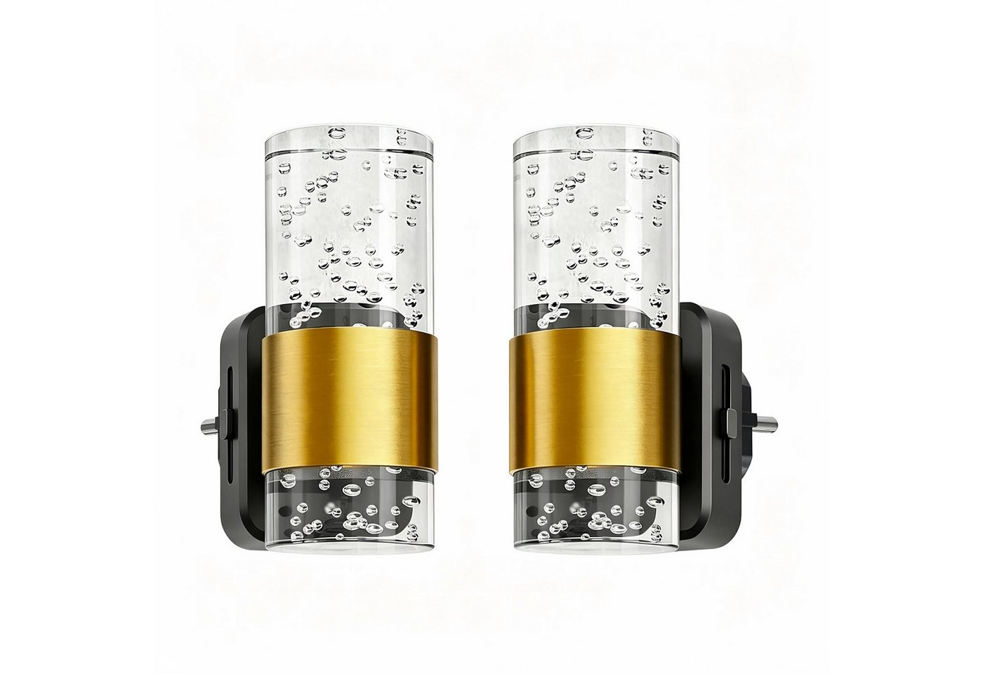 LOHAS-LED Nachtlicht 2er Set Stecknachtlicht mit stufenloser Dimmung, 2700K, LED fest integriert, Warmweiß, Gold-Akzent & blendfreie Auf-Ab-Beleuchtung Bild 3