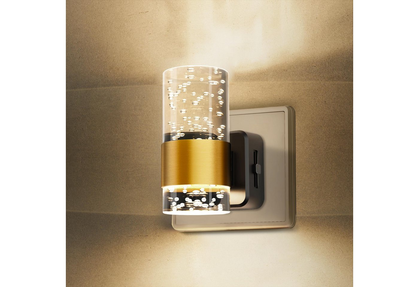 LOHAS-LED Nachtlicht 2er Set Stecknachtlicht mit stufenloser Dimmung, 2700K, LED fest integriert, Warmweiß, Gold-Akzent & blendfreie Auf-Ab-Beleuchtung Bild 4