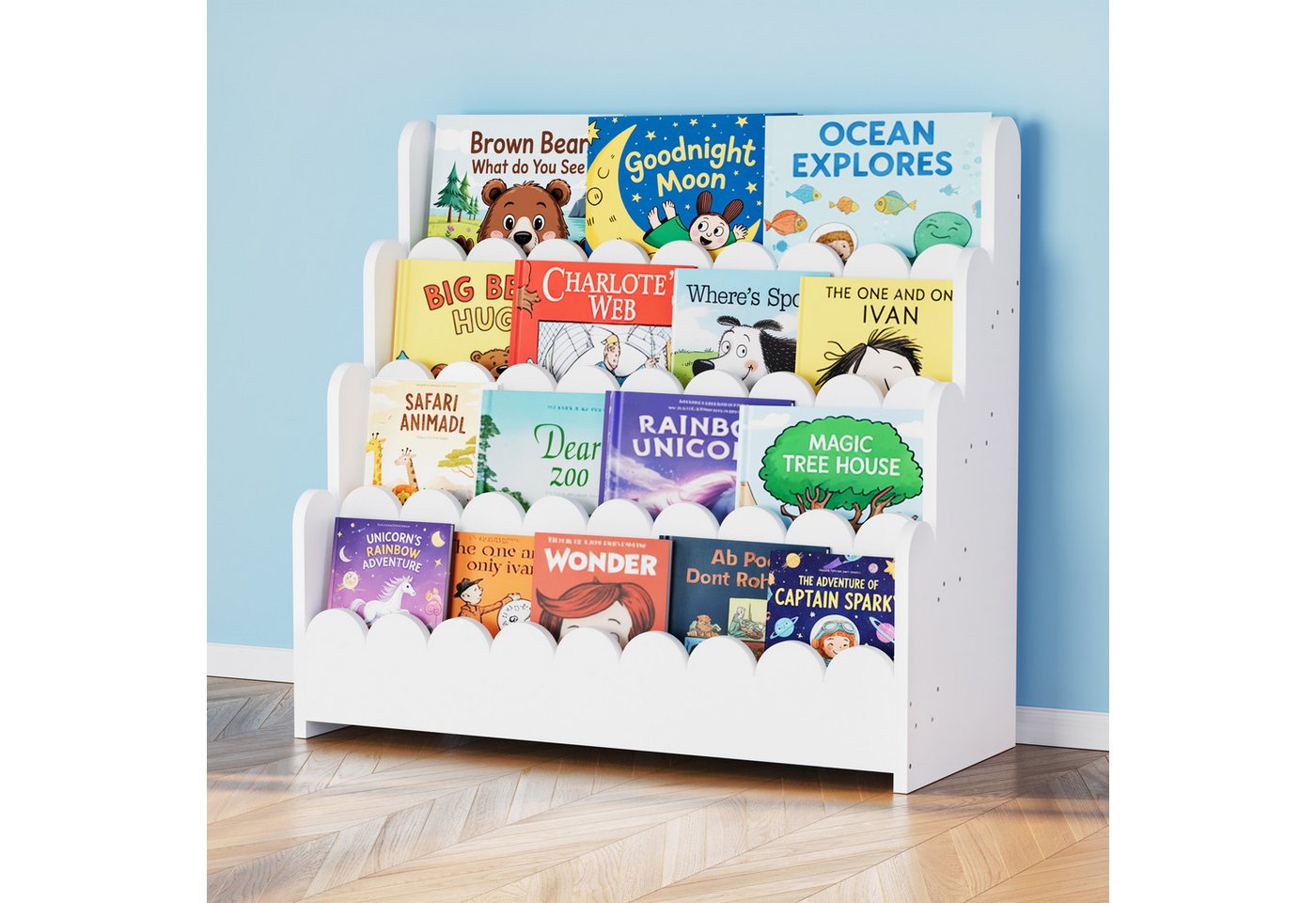 SpaceAid Bücherregal 4-stöckiges Kinderregal, Montessori-Bücherregal für Kleinkinder Bild 2