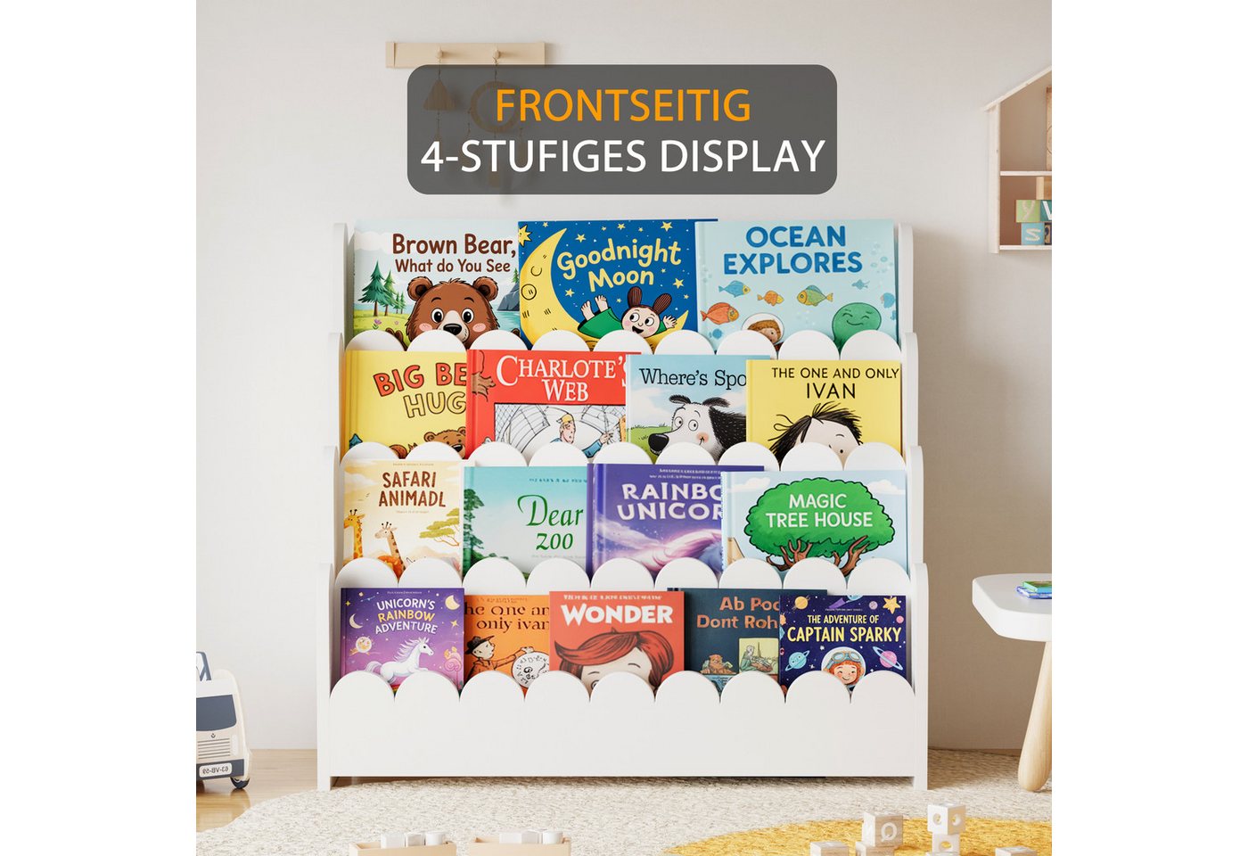 SpaceAid Bücherregal 4-stöckiges Kinderregal, Montessori-Bücherregal für Kleinkinder Bild 3
