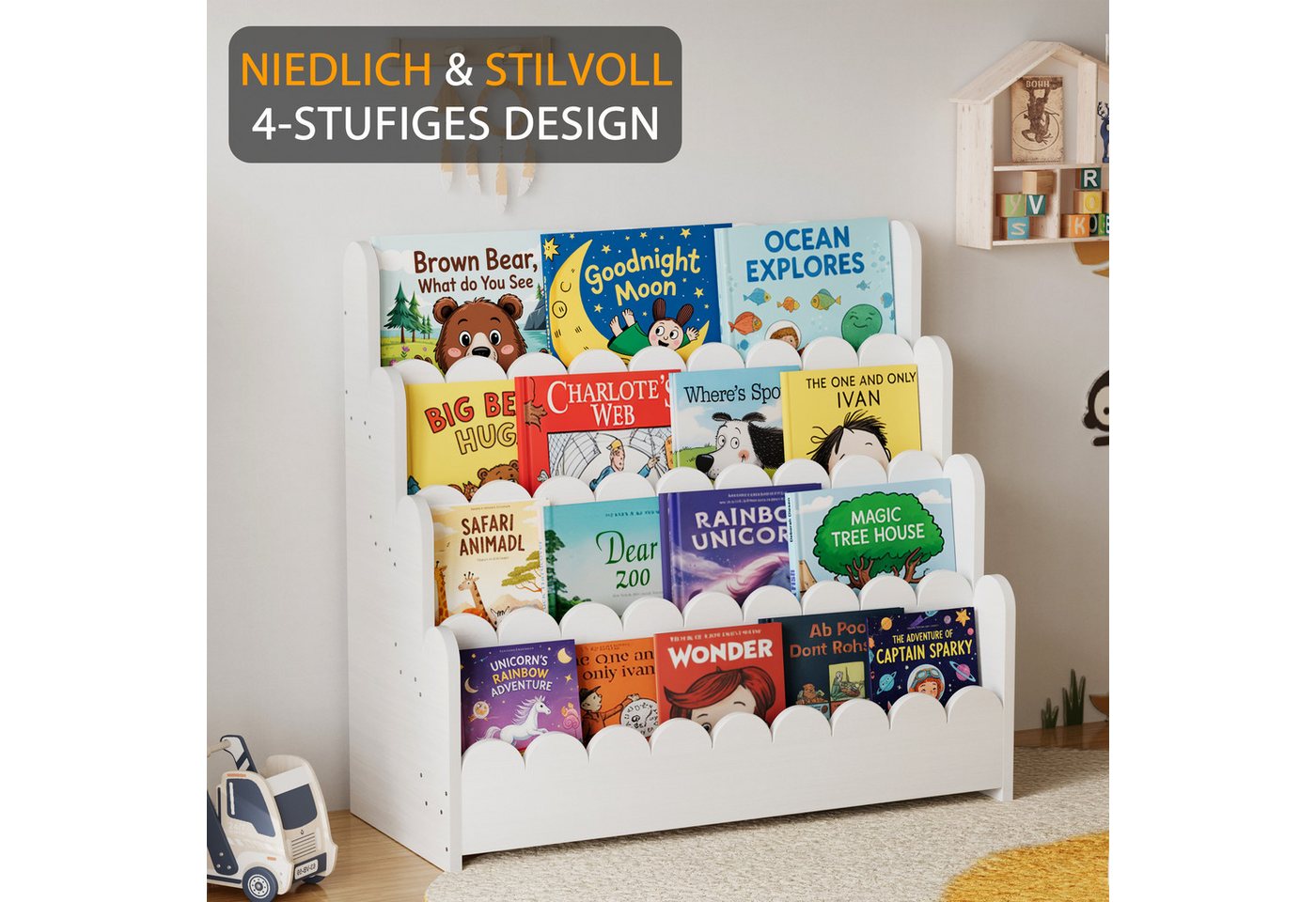 SpaceAid Bücherregal 4-stöckiges Kinderregal, Montessori-Bücherregal für Kleinkinder Bild 4