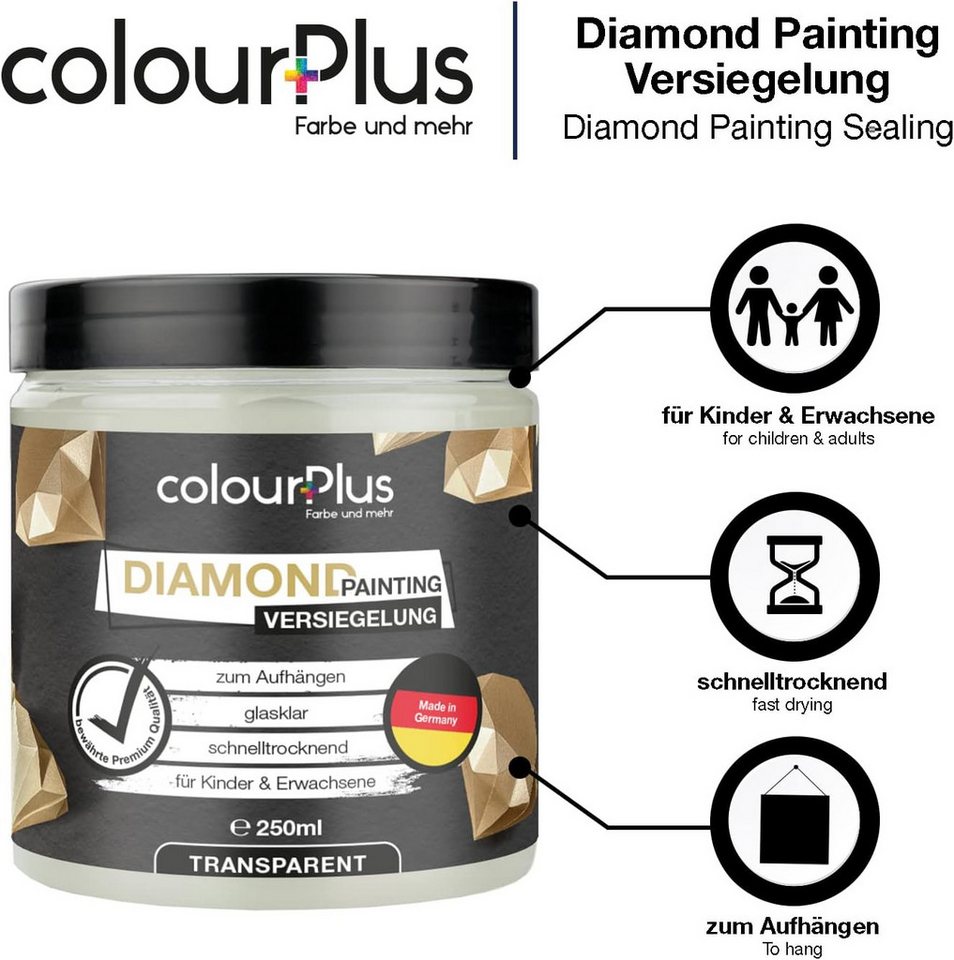 ColourPlus Bastelkleber Diamond Painting Versiegelung, glasklar, hochtransparent, Staubschutz, Glanzeffekt, inkl. Pinsel Bild 4