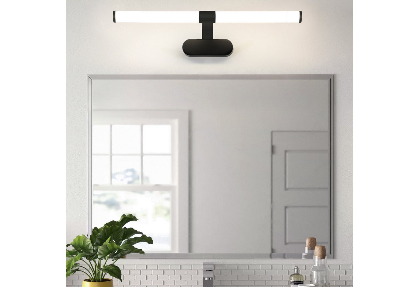 ZMH LED Spiegelleuchte 60CM Schwarz/Weiß Modern Wandlampe 8W für schrank, Augenschutz Design, LED fest integriert, 4000K Bild 4