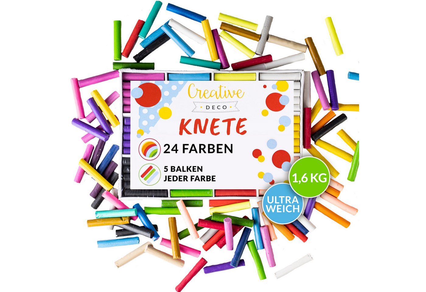 Creative Deco Knete Knete für Kinder Schule, 24 Farben, 1600g, Trocknet Nie (24-tlg) Bild 4