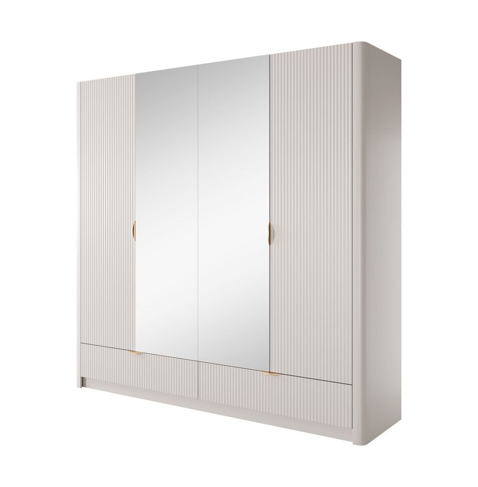 MOEBLO Drehtürenschrank Schrank Pholx H 213 (mit Spiegel und Schubladen, Goldene griffe, Kleiderschrank 4-türig Schrank Garderobe Schlafzimmer) (BxHxT):213x208x54 cm Bild 3