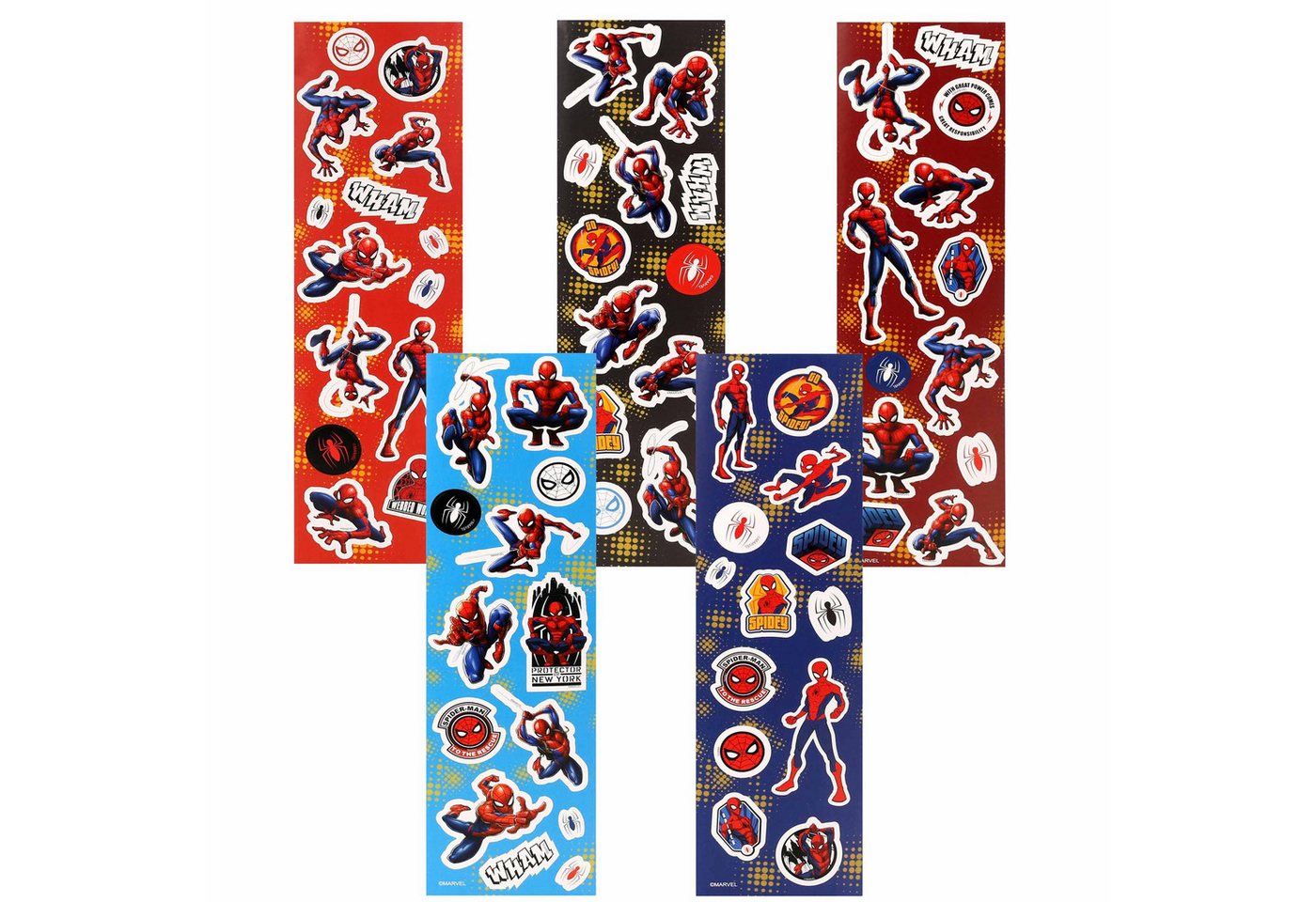 MARVEL Stickerbuch MARVEL Spider Man Buntes Stickerset, Sticker für Kinder, 5 Blatt