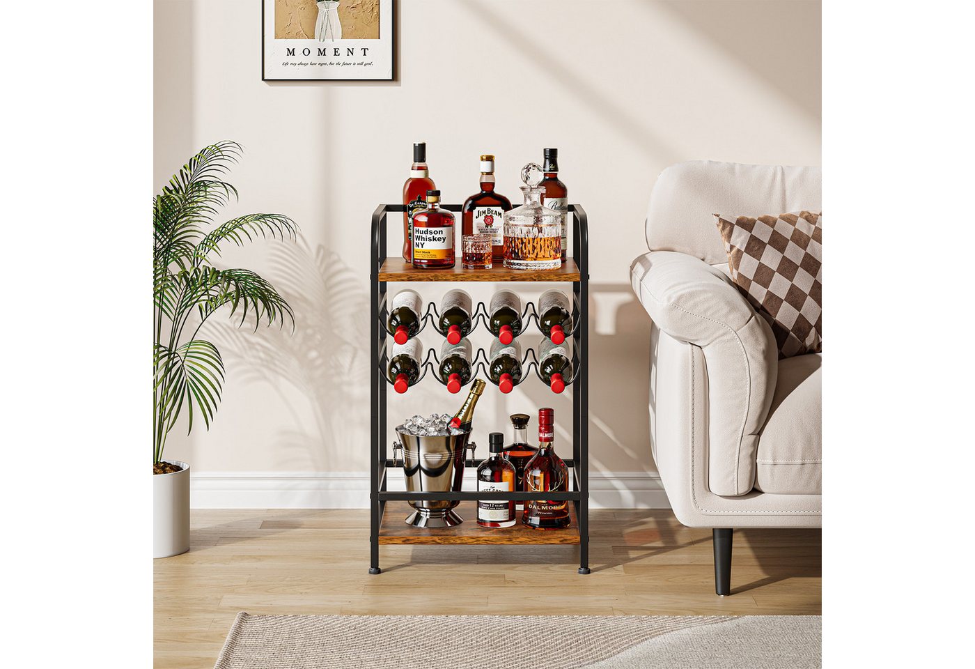 Dripex Weinregal 4 Etagen Flaschenregal klein für 8 Flaschen mit Tischplatte Bild 4
