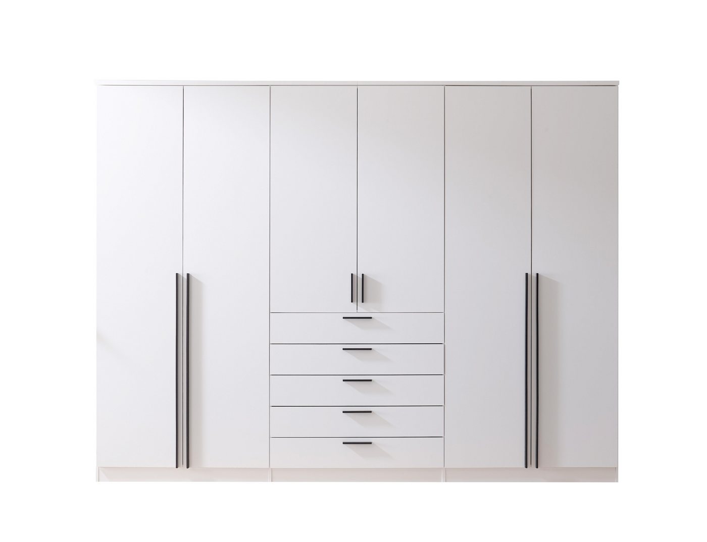 PREISBRECHER Drehtürenschrank Arnis 6 Türen, 5 Schubladen, Weiß - 270x210x52cm (BxHxT) Bild 3