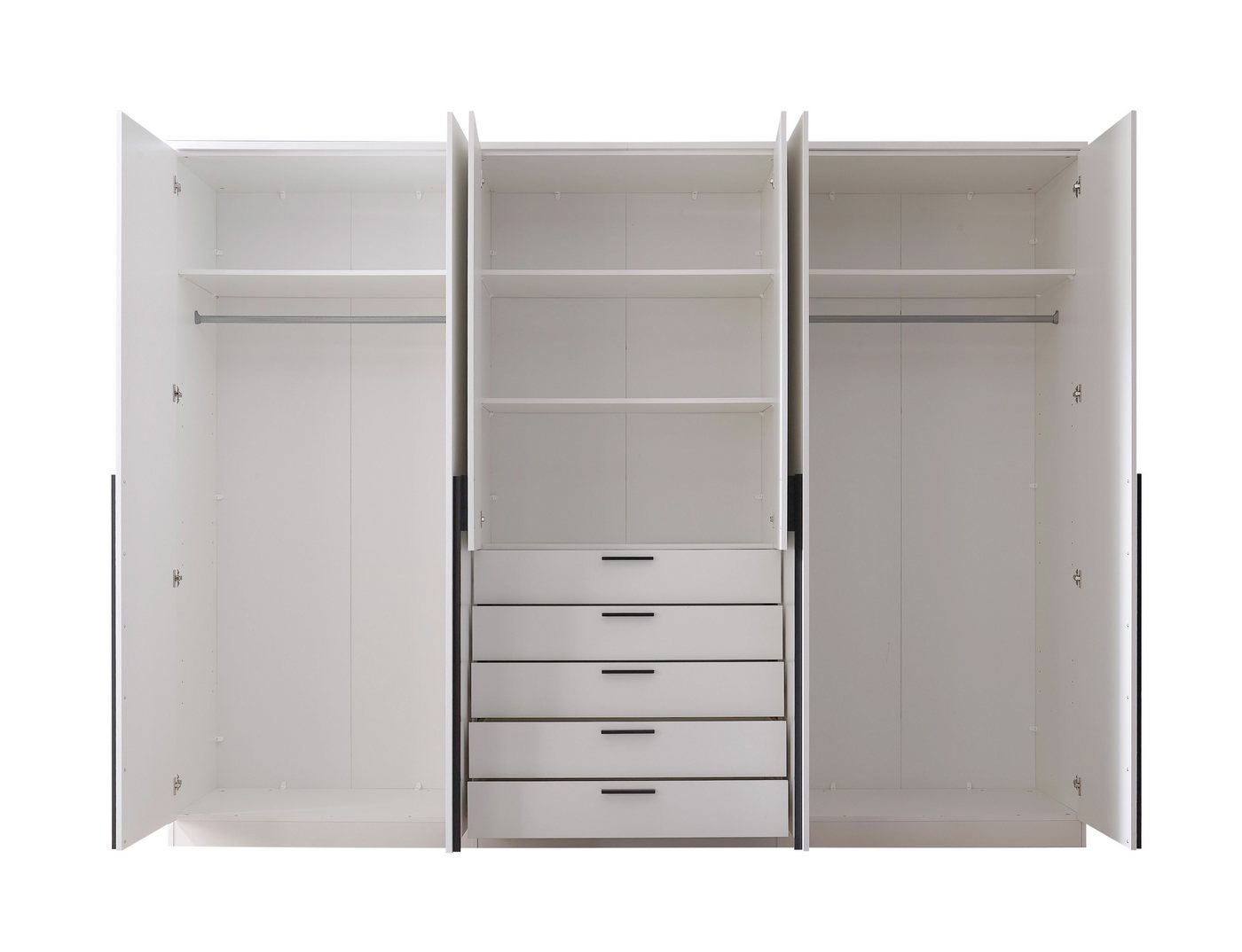 PREISBRECHER Drehtürenschrank Arnis 6 Türen, 5 Schubladen, Weiß - 270x210x52cm (BxHxT) Bild 4