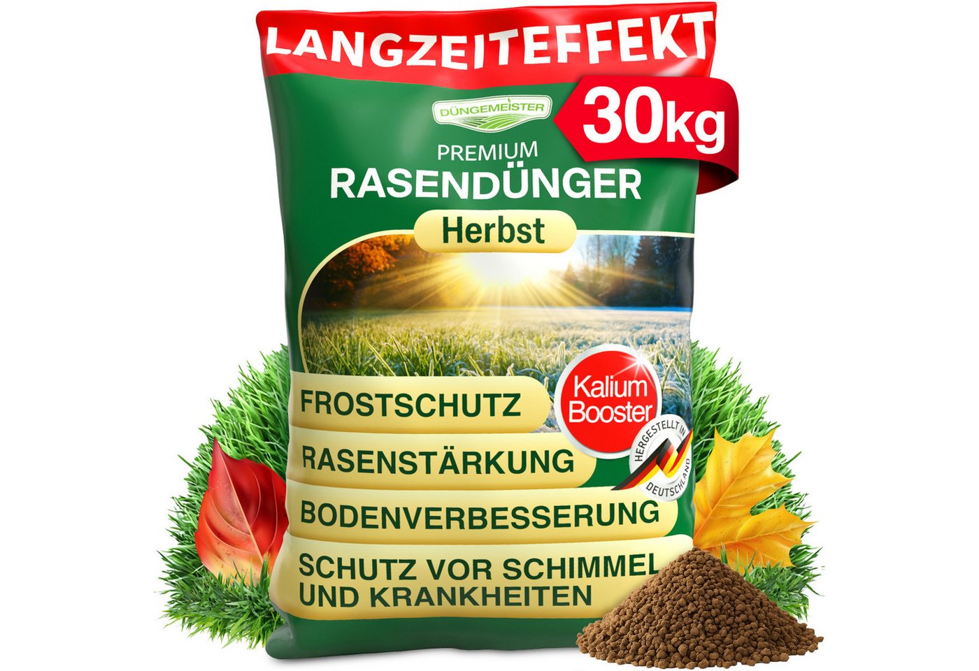 DÜNGEMEISTER Rasendünger Herbstdünger Herbst, 30 kg, Widerstandsfähigkeit gegen Frost & Krankheiten - KaliumschutzPlus Bild 3