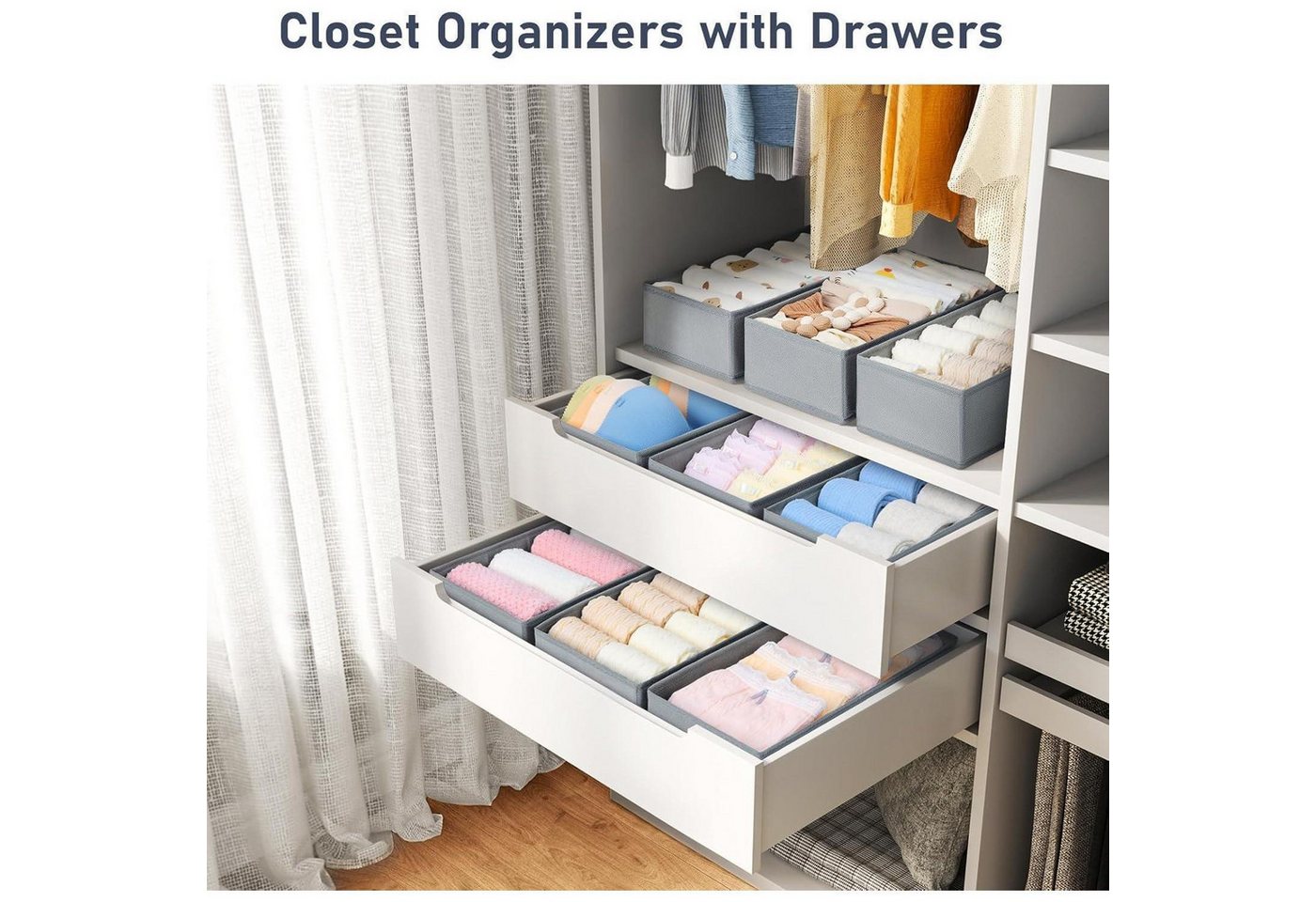 LuxusKollektion Schubladeneinsatz Schubladen Organizer Kleiderschrank Unterwäsche 12 Stück Grau Bild 5