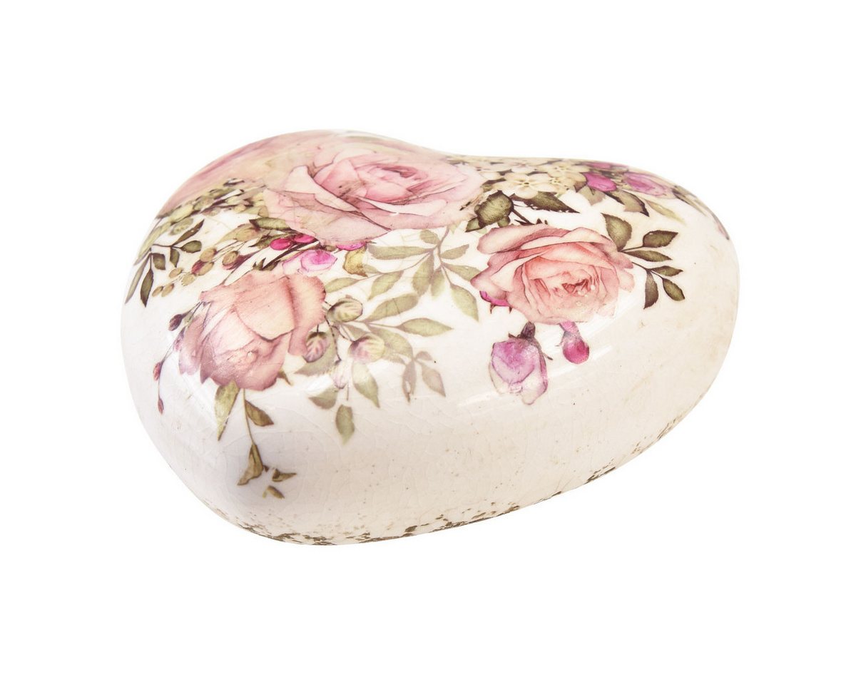 Posiwio Streudeko Romantik Steingut Herz mit Rosenmotiv für Tischdeko Bild 5