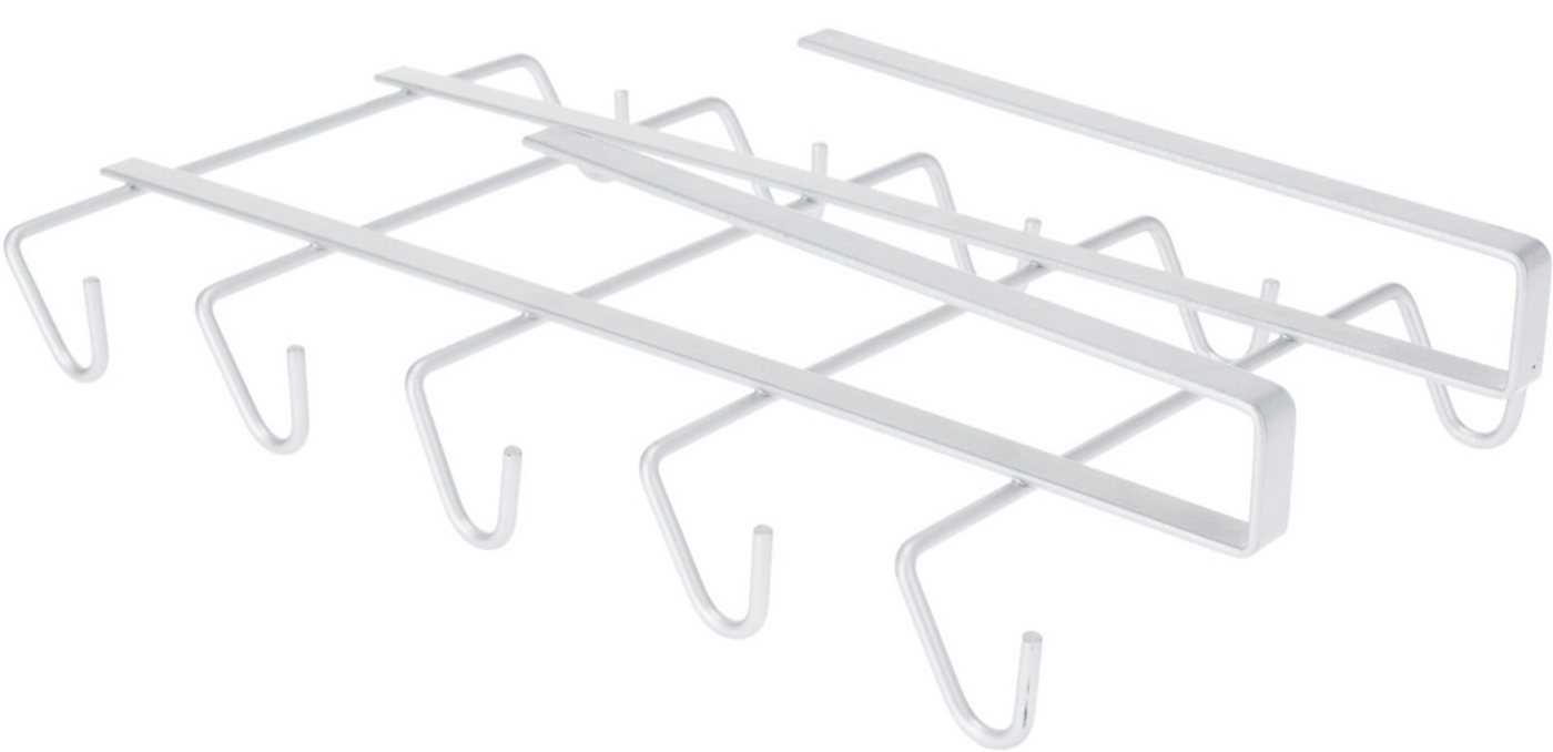 Koopman Gläserhalter Tassenhalter Schrankeinsatz Metall Silber 29x15x6cm, Stück 1-tlg., Eisen, max Dicke 2,7cm, 10 Haken, Platzsparend Bild 2